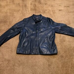 Andrew Marc Navy Leather Jacket